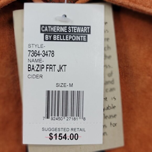 Catherine Stewart Women Leather Jacket Cider Color Zip Front Medium Fall New - Picture 3 of 13